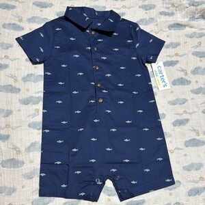 Carter's Navy Shark Print Romper